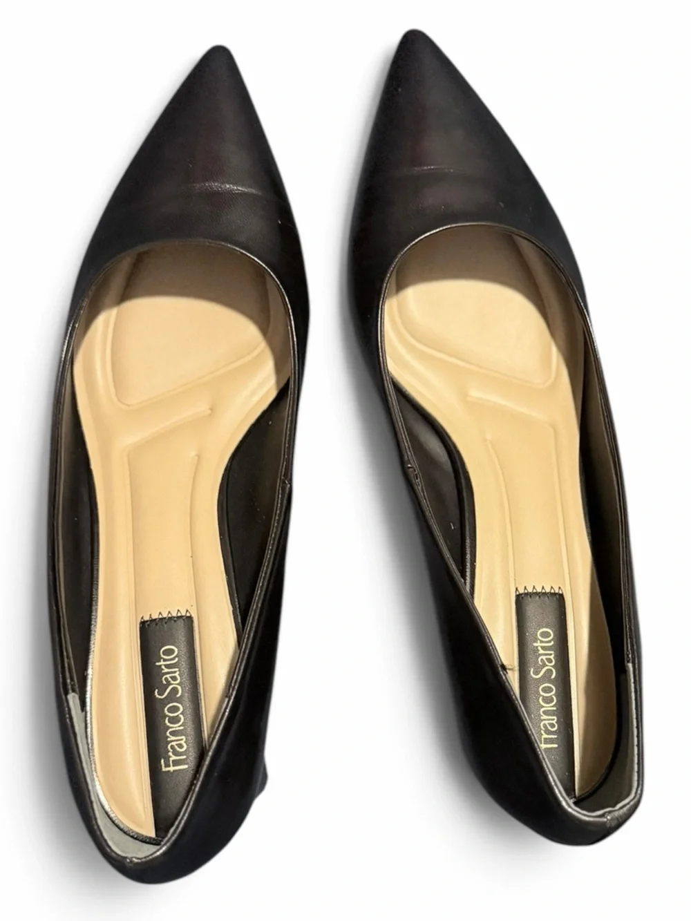 Franco Sarto L-Racer Pump Black Leather Size 9W Wide Block Heel NIB